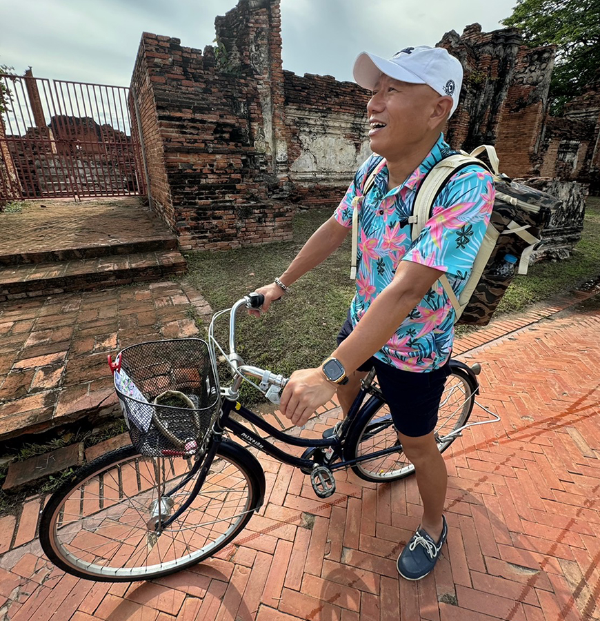 アユタヤでは自転車で移動しました。日本のママチャリ！